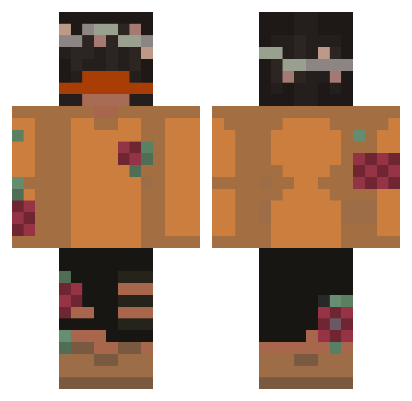 BloodyFrosted Minecraft skin, front and back view