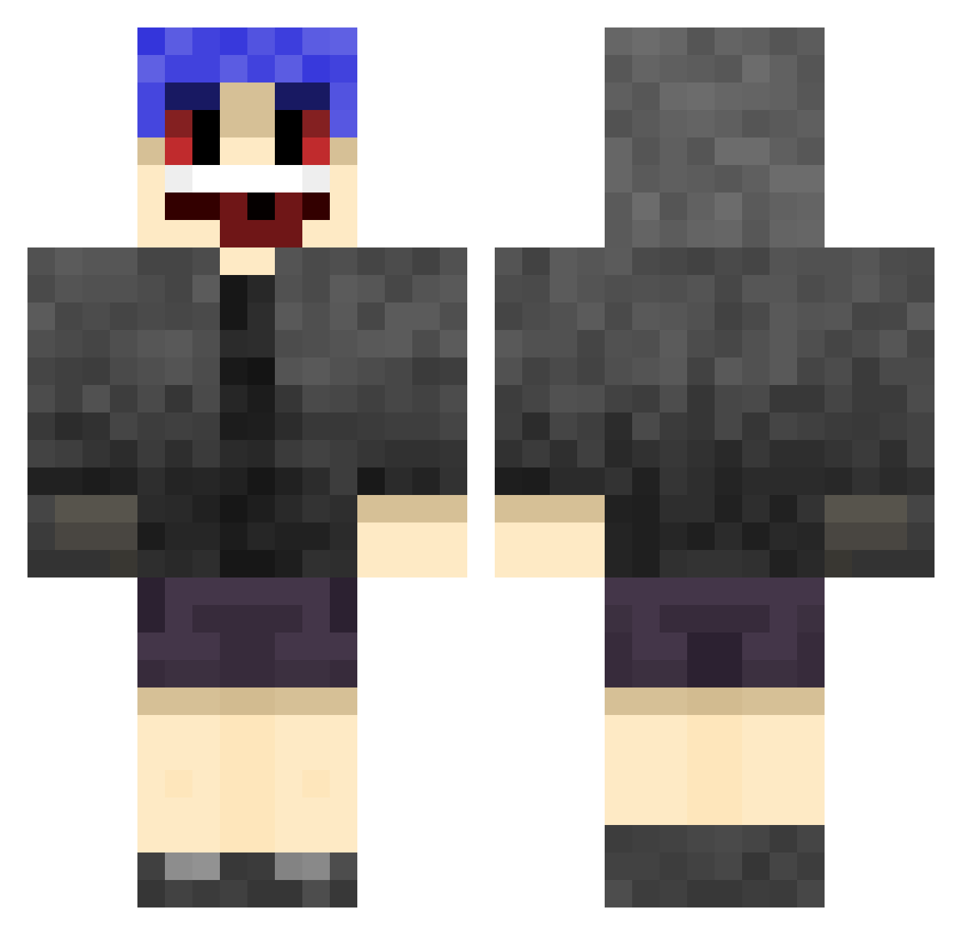 Neishi Minecraft skin, front and back view