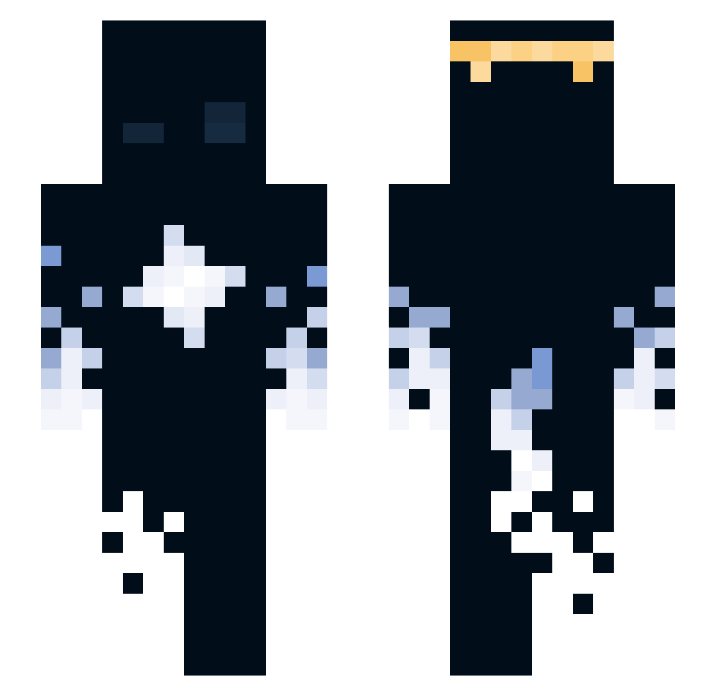 Hugic3k Minecraft skin, front and back view