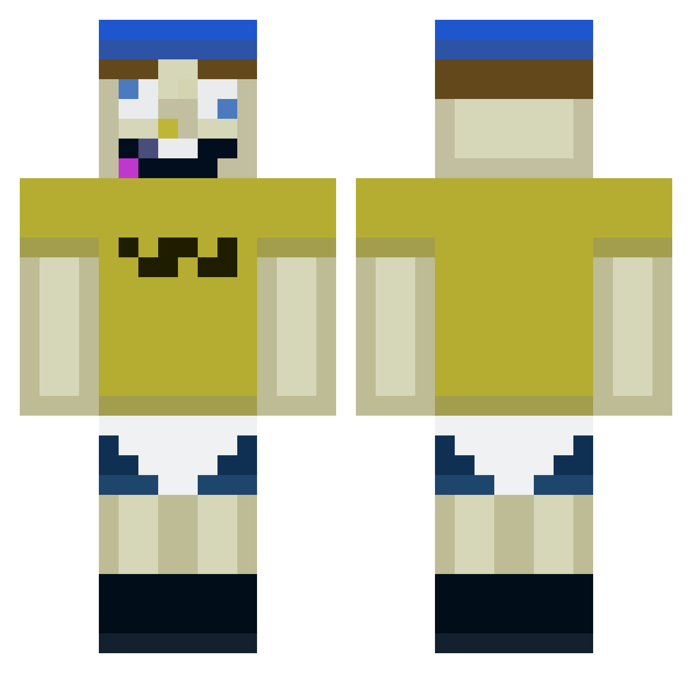 Tommustone Minecraft skin, front and back view