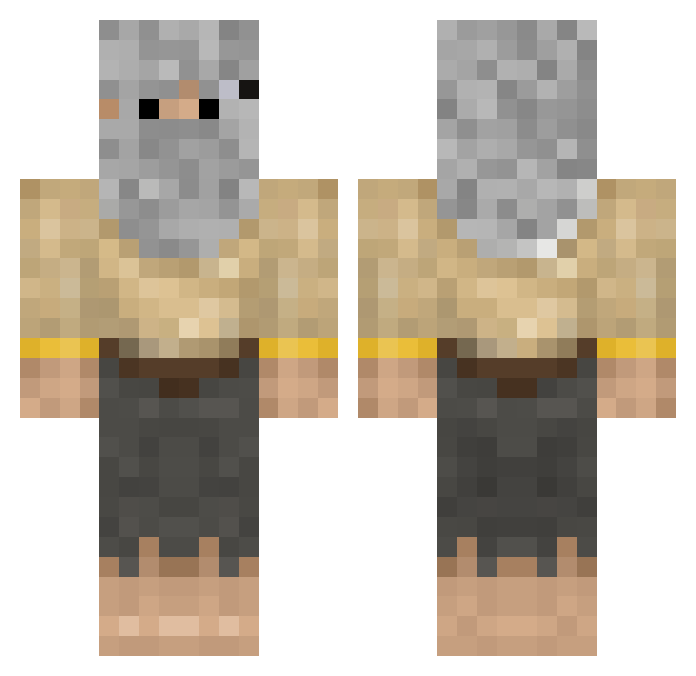 xideath Minecraft skin, front and back view