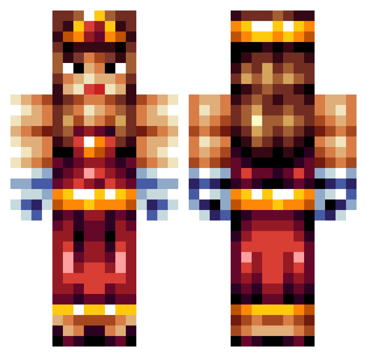 Wusteprin Minecraft skin, front and back view