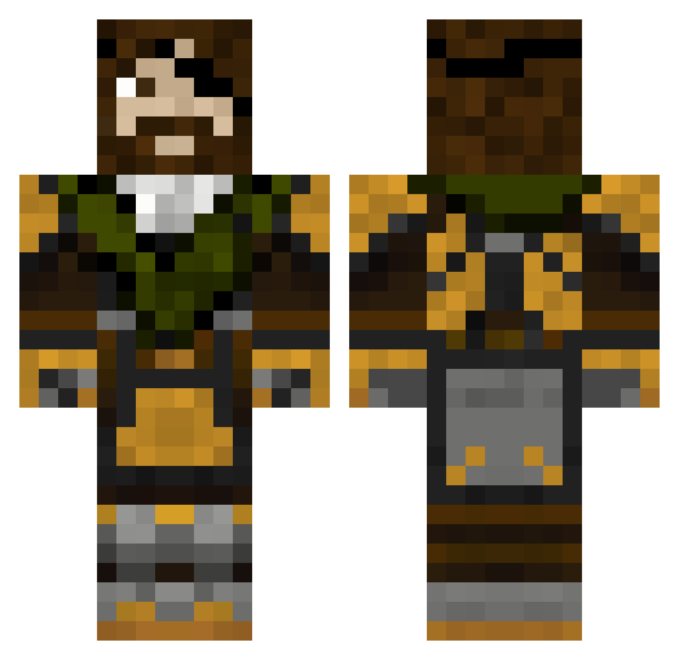 Doffied Minecraft skin, front and back view
