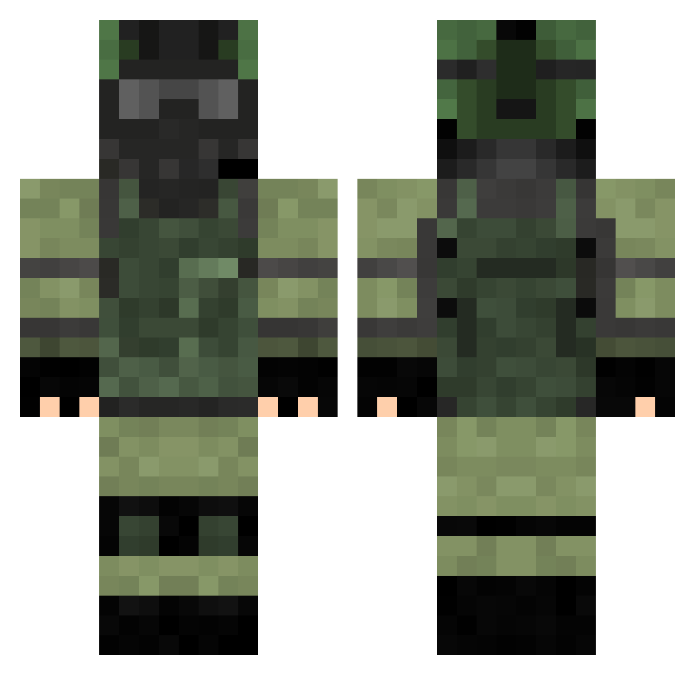 detriment Minecraft skin, front and back view