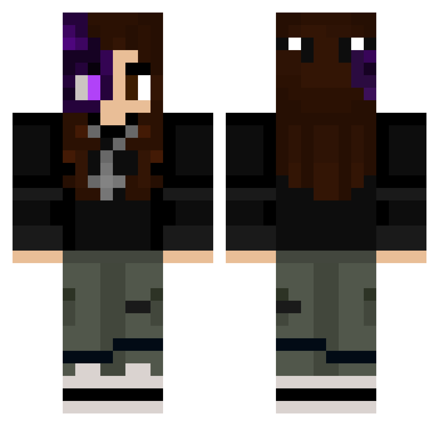 aDoopy Minecraft skin, front and back view