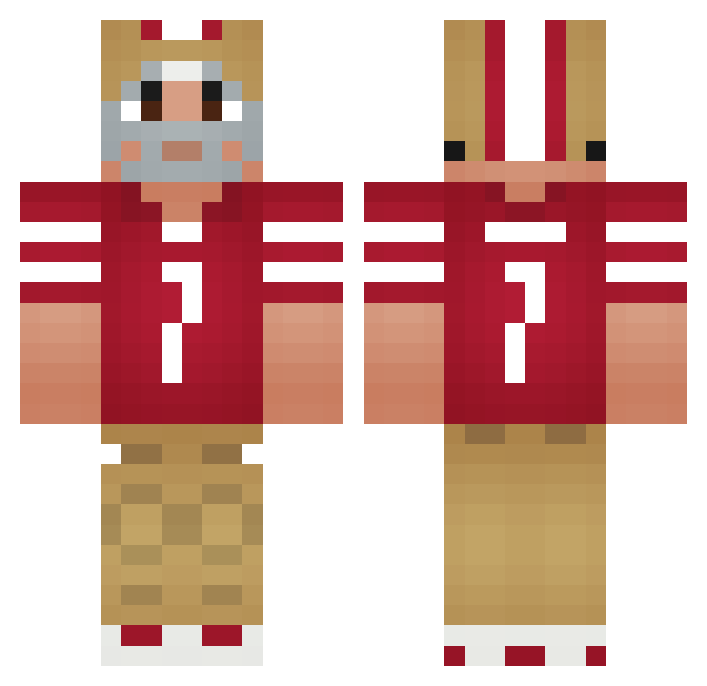 PIPEDUP Minecraft skin, front and back view