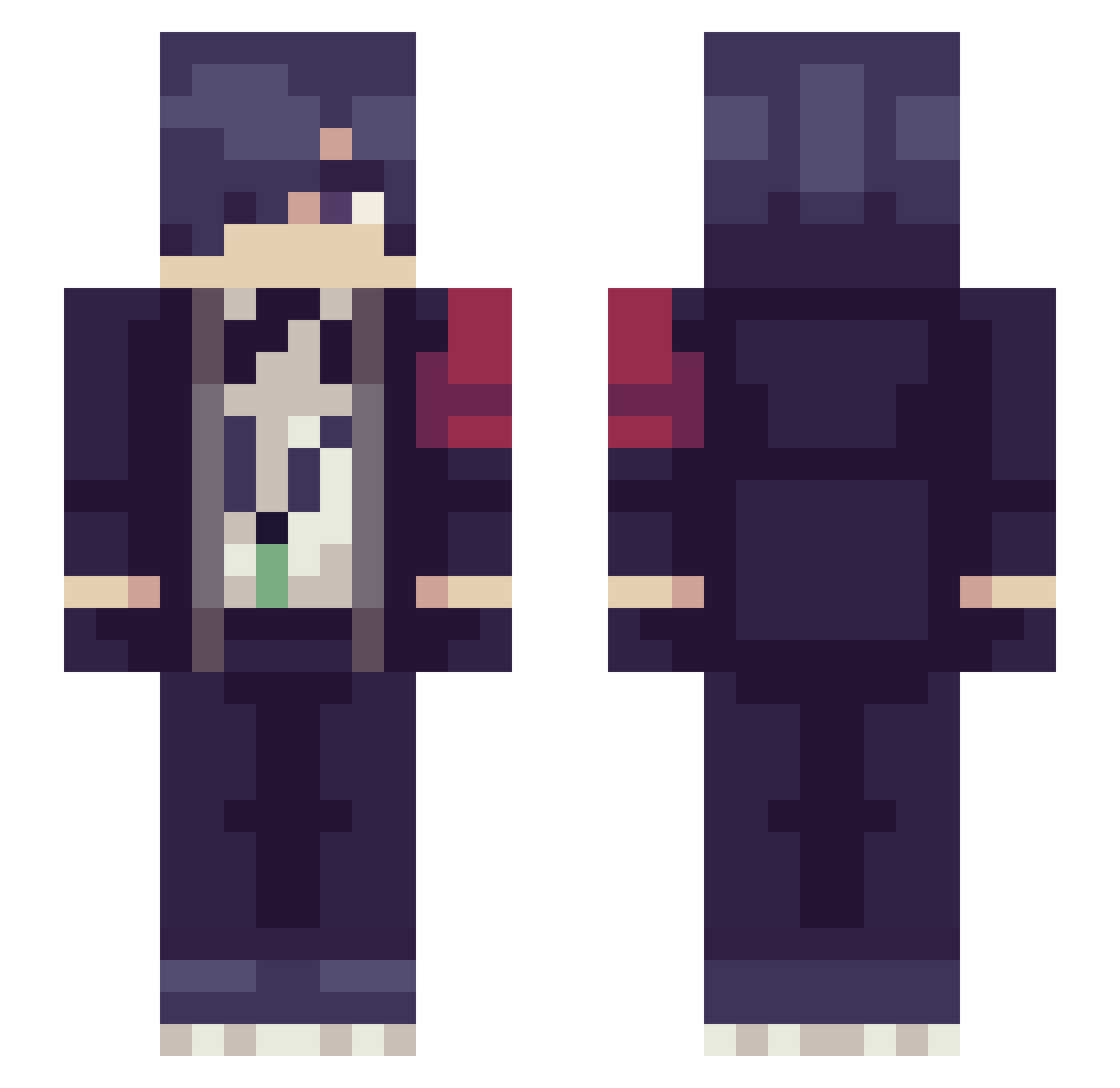 Vascx Minecraft skin, front and back view
