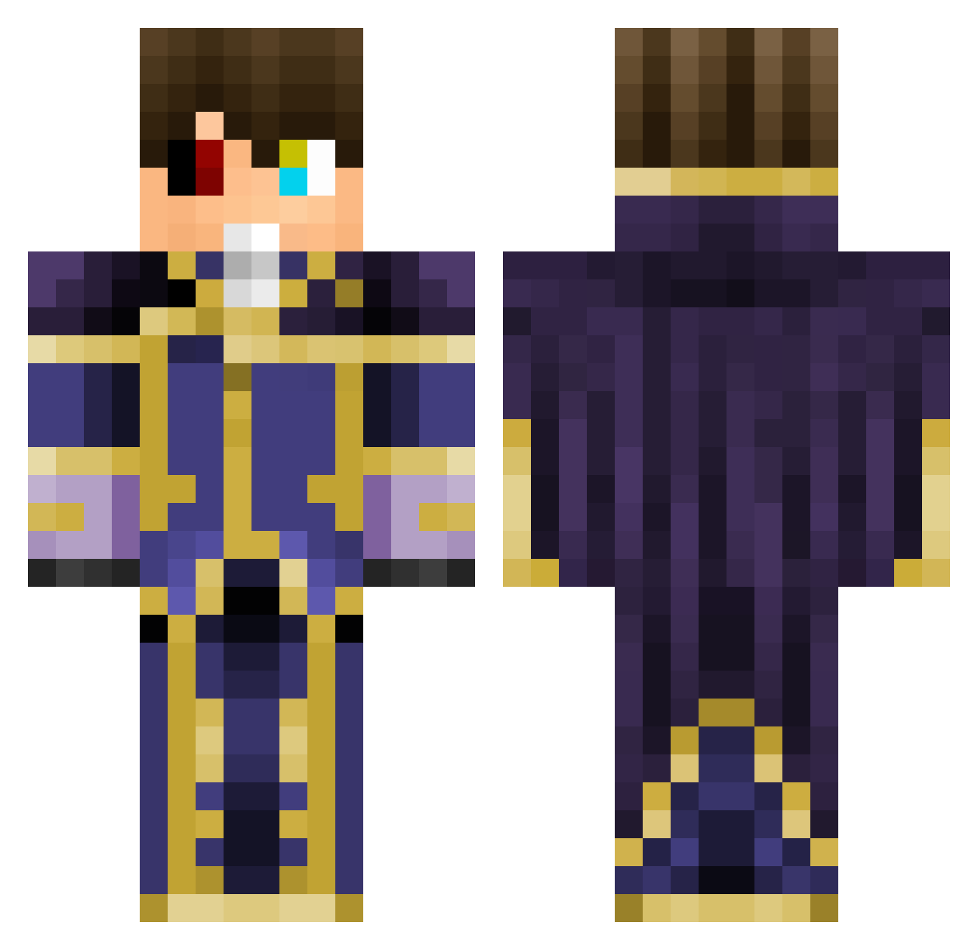 LeLouchVBR Minecraft skin, front and back view