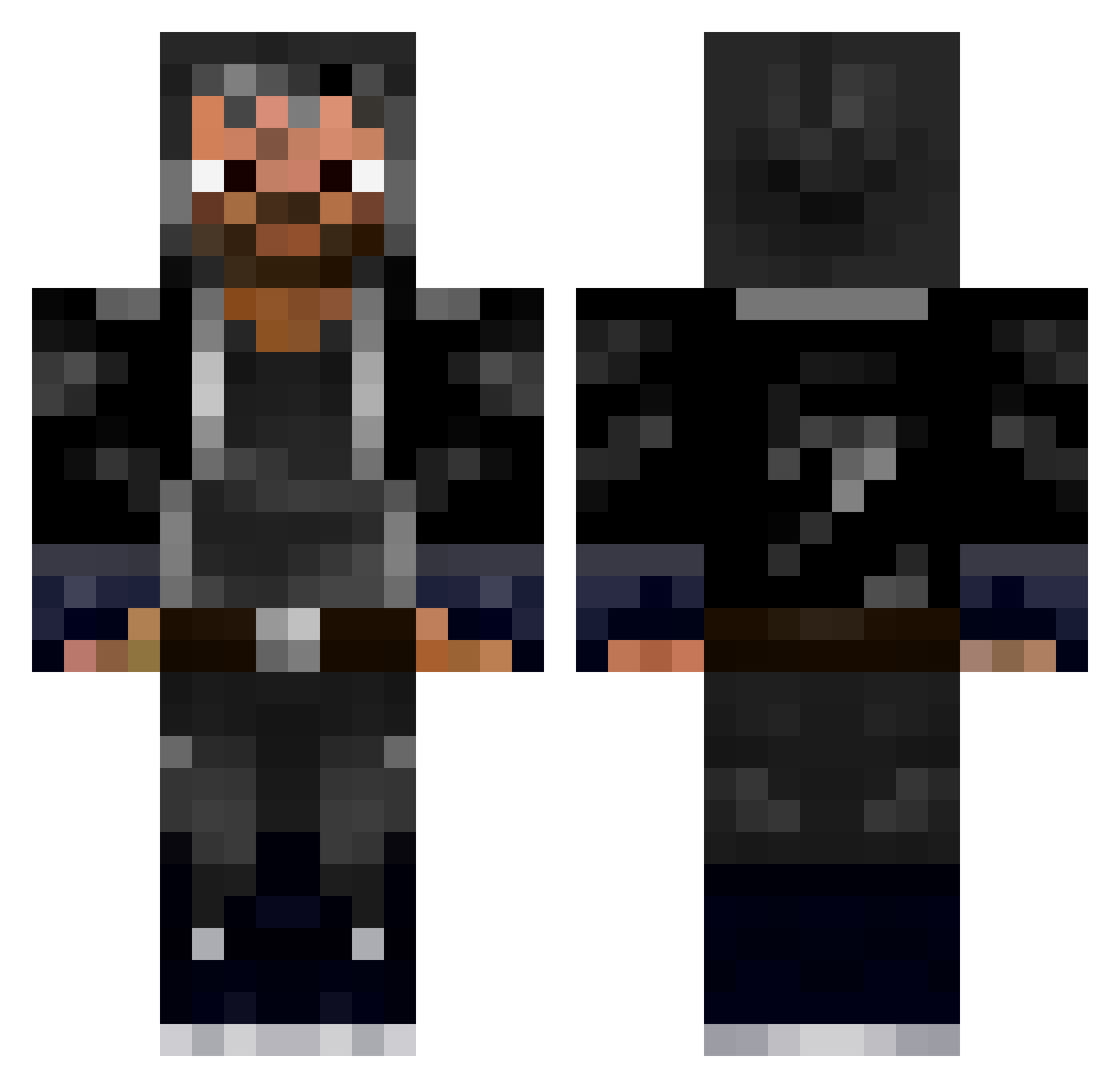 MisterViia Minecraft skin, front and back view