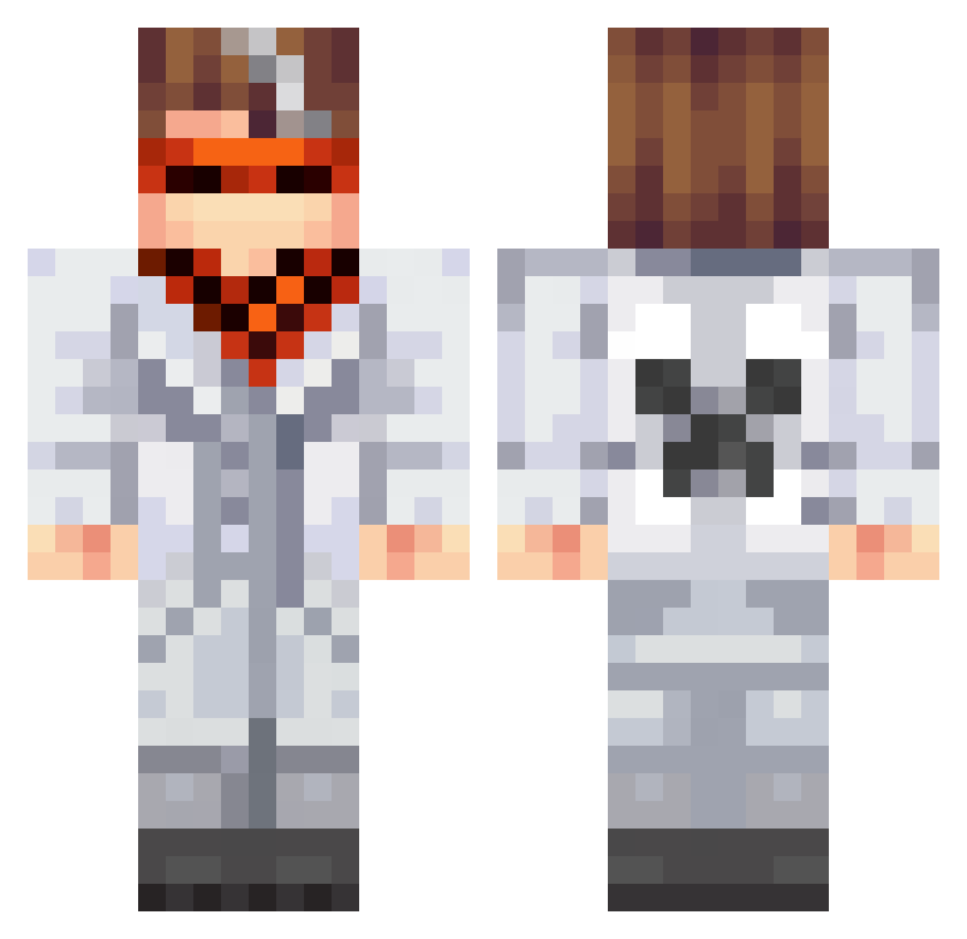 xKyubia Minecraft skin, front and back view