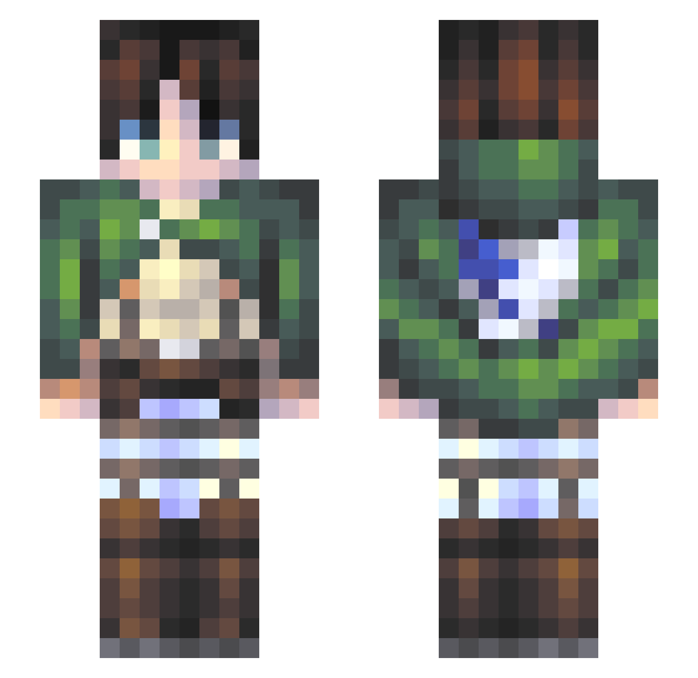 jirryle Minecraft skin, front and back view