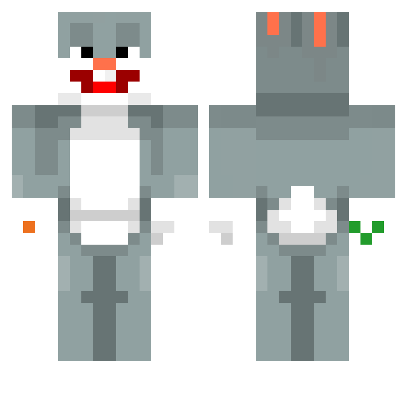 Diverges Minecraft skin, front and back view