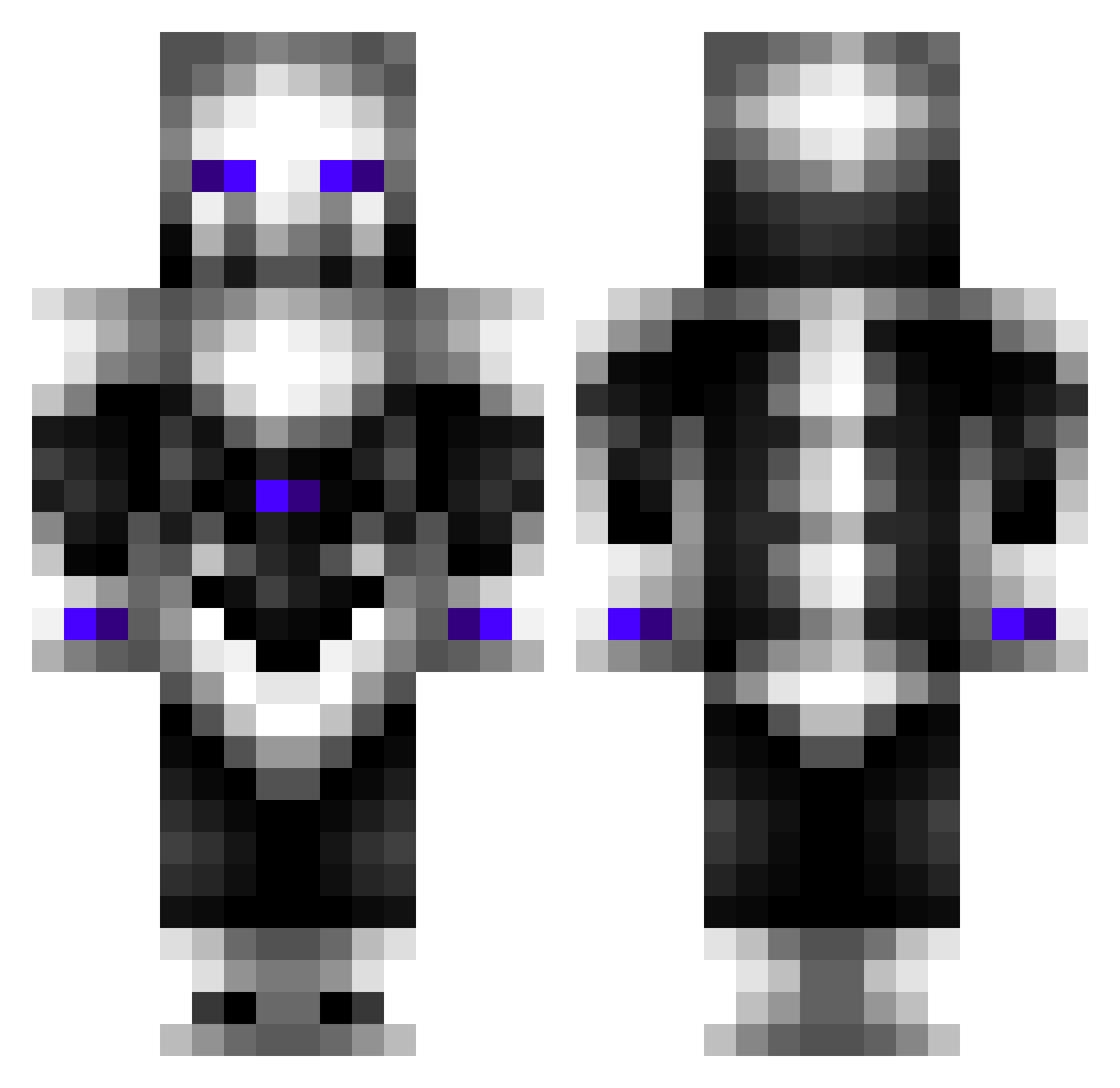 BeatzOnFleek Minecraft skin, front and back view