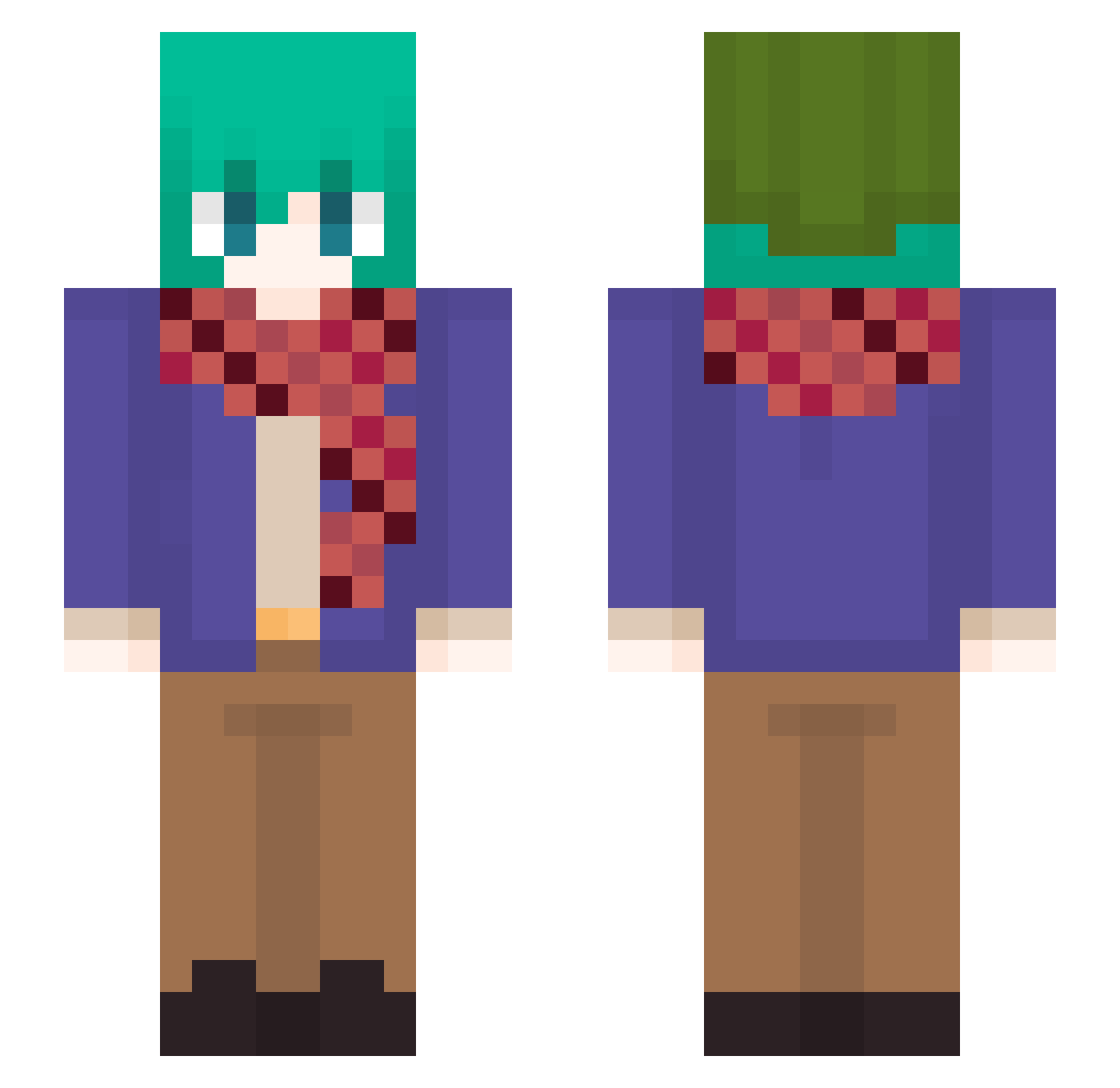 PrabsterLobster1 Minecraft skin, front and back view