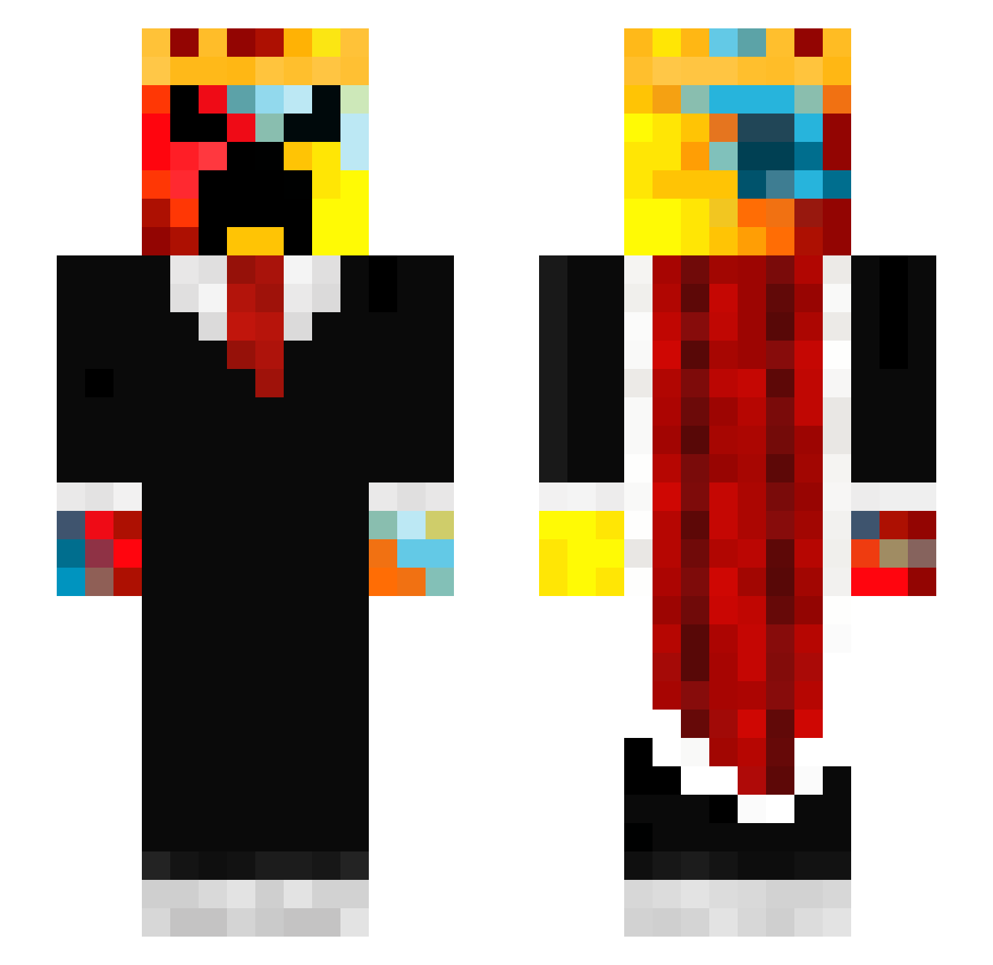 Pythagoreans Minecraft skin, front and back view