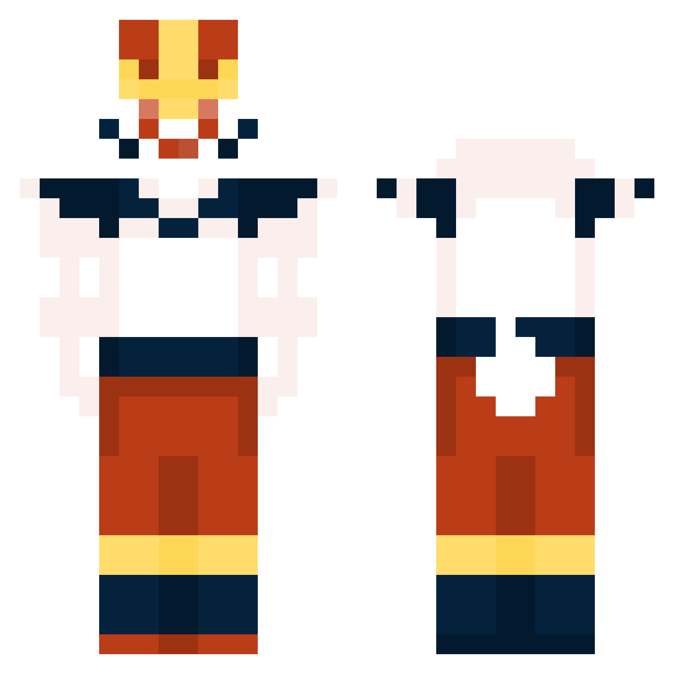 Roi2la_manette Minecraft skin, front and back view