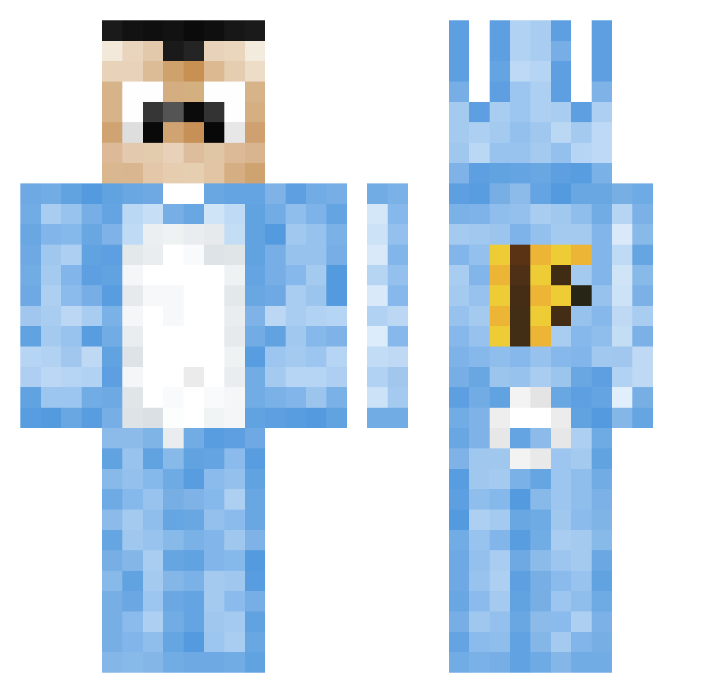 Engine43 Minecraft skin, front and back view