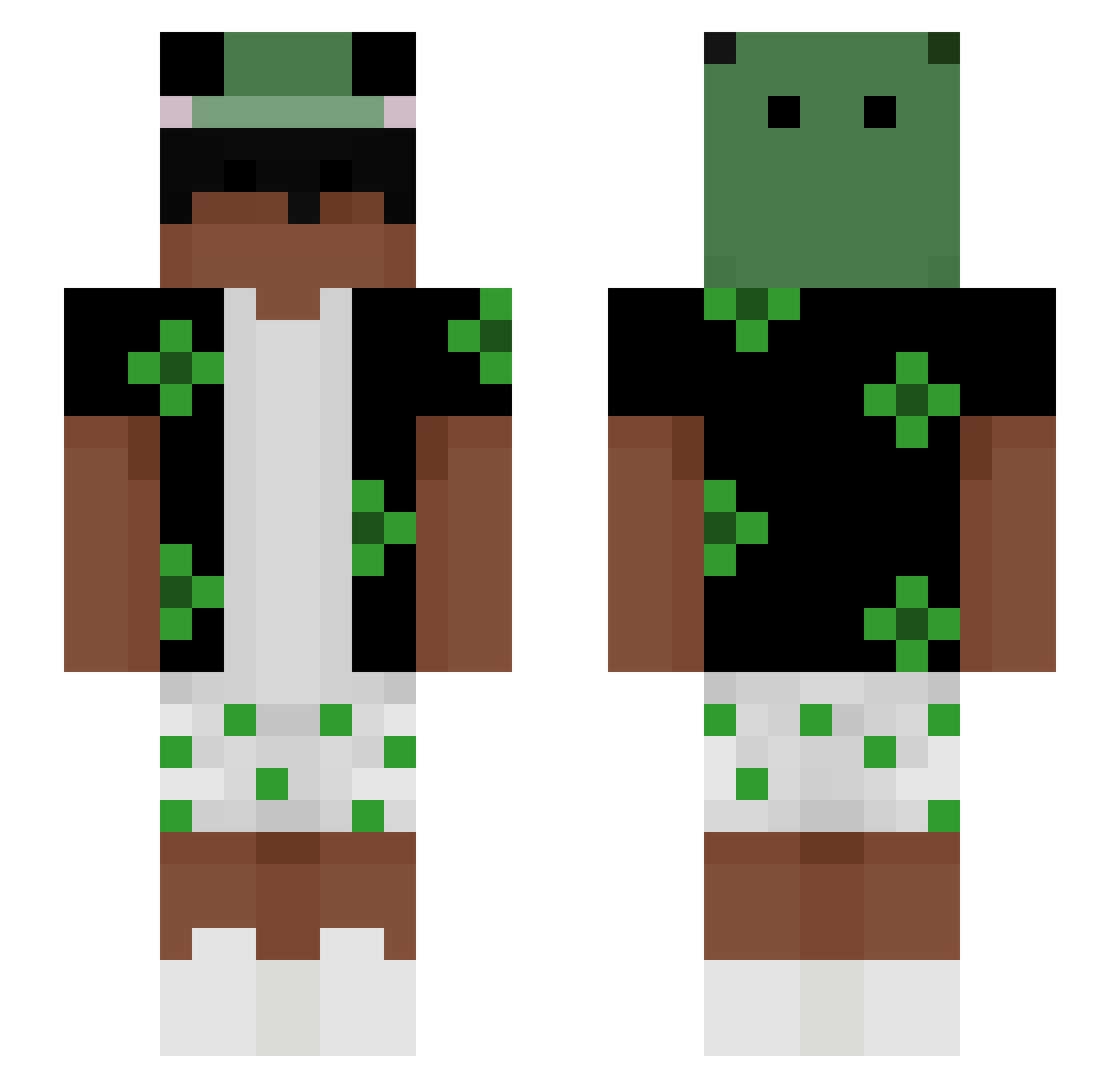 mushys Minecraft skin, front and back view