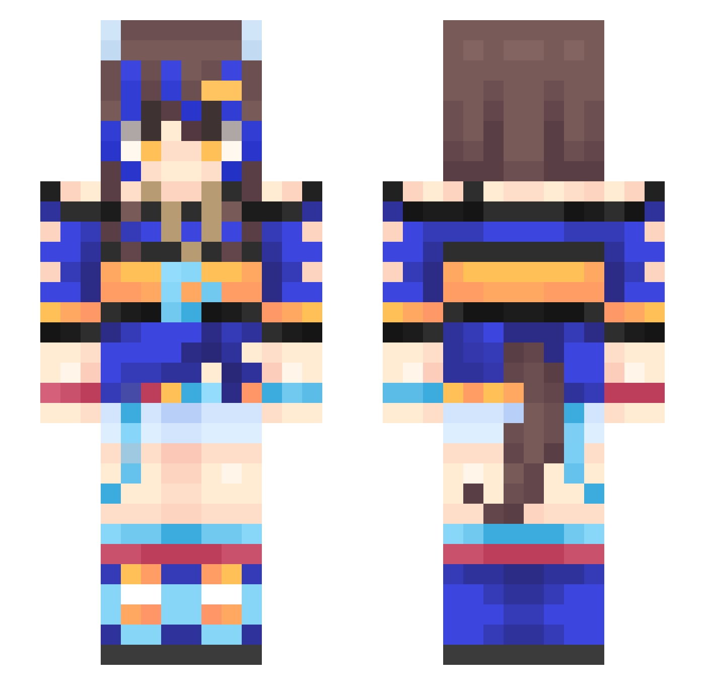 UmaHelios Minecraft skin, front and back view