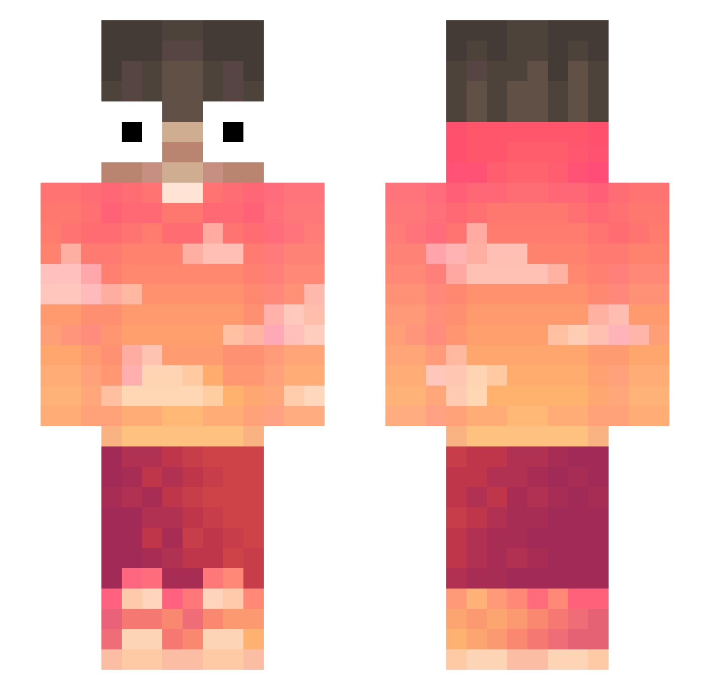 podadoe Minecraft skin, front and back view