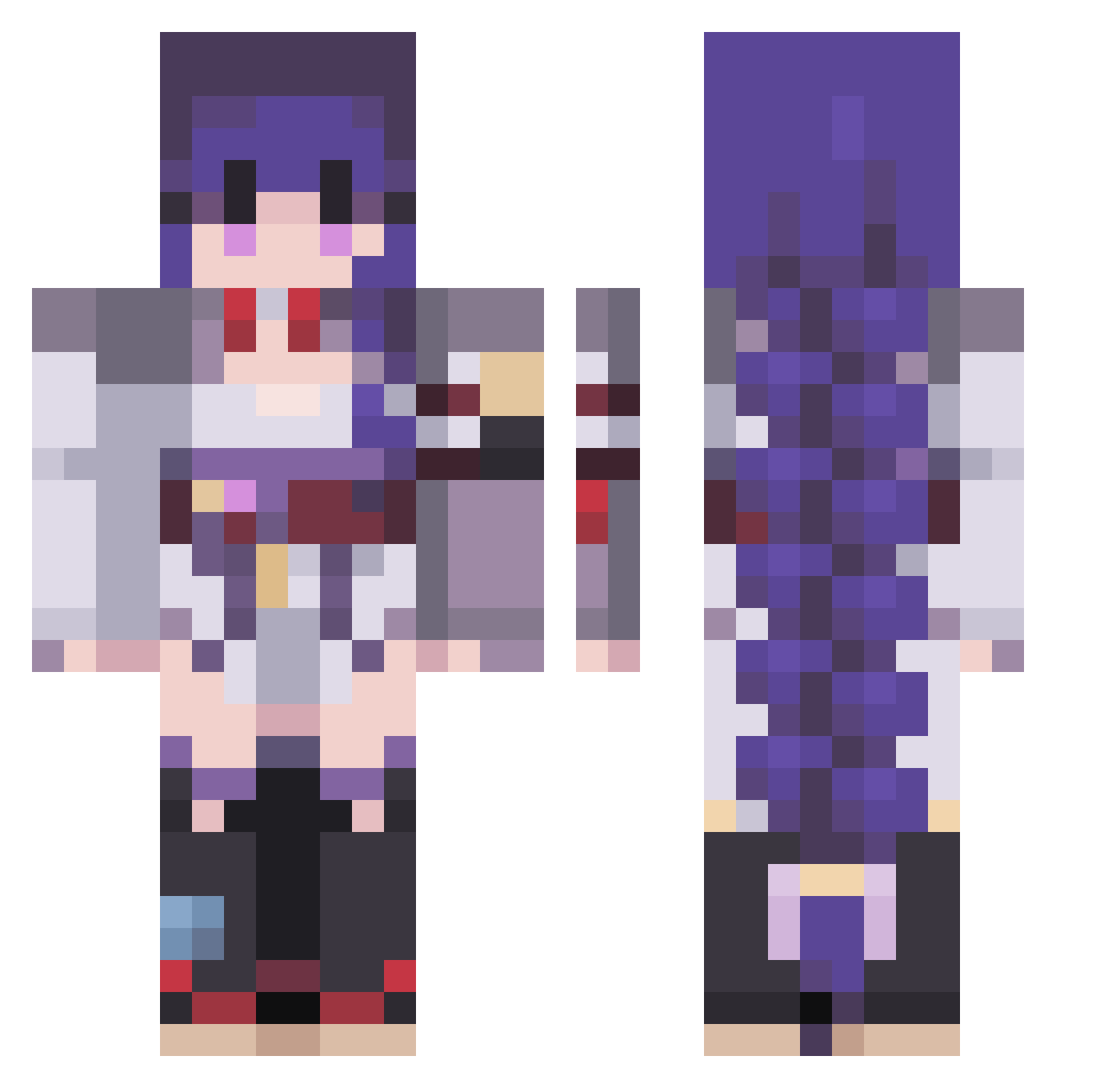Novaessa Minecraft skin, front and back view