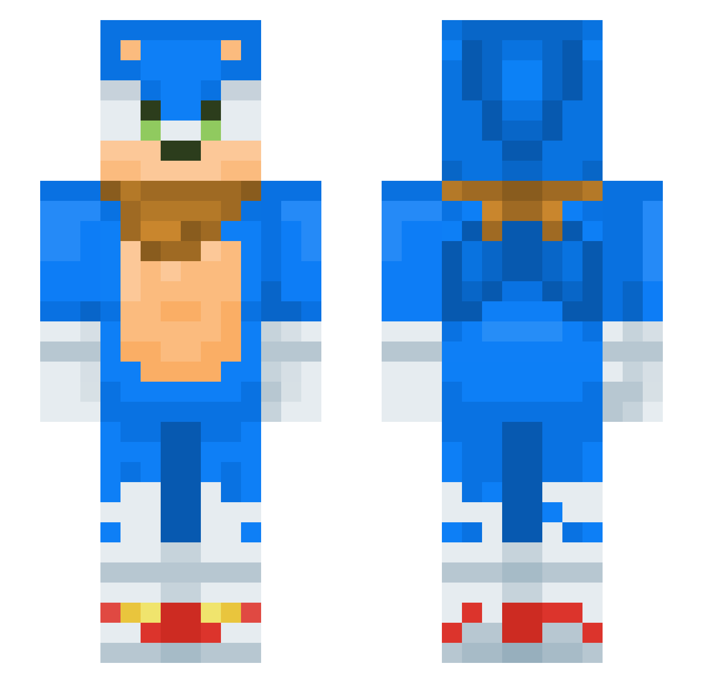 NoodleDoodleFox Minecraft skin, front and back view
