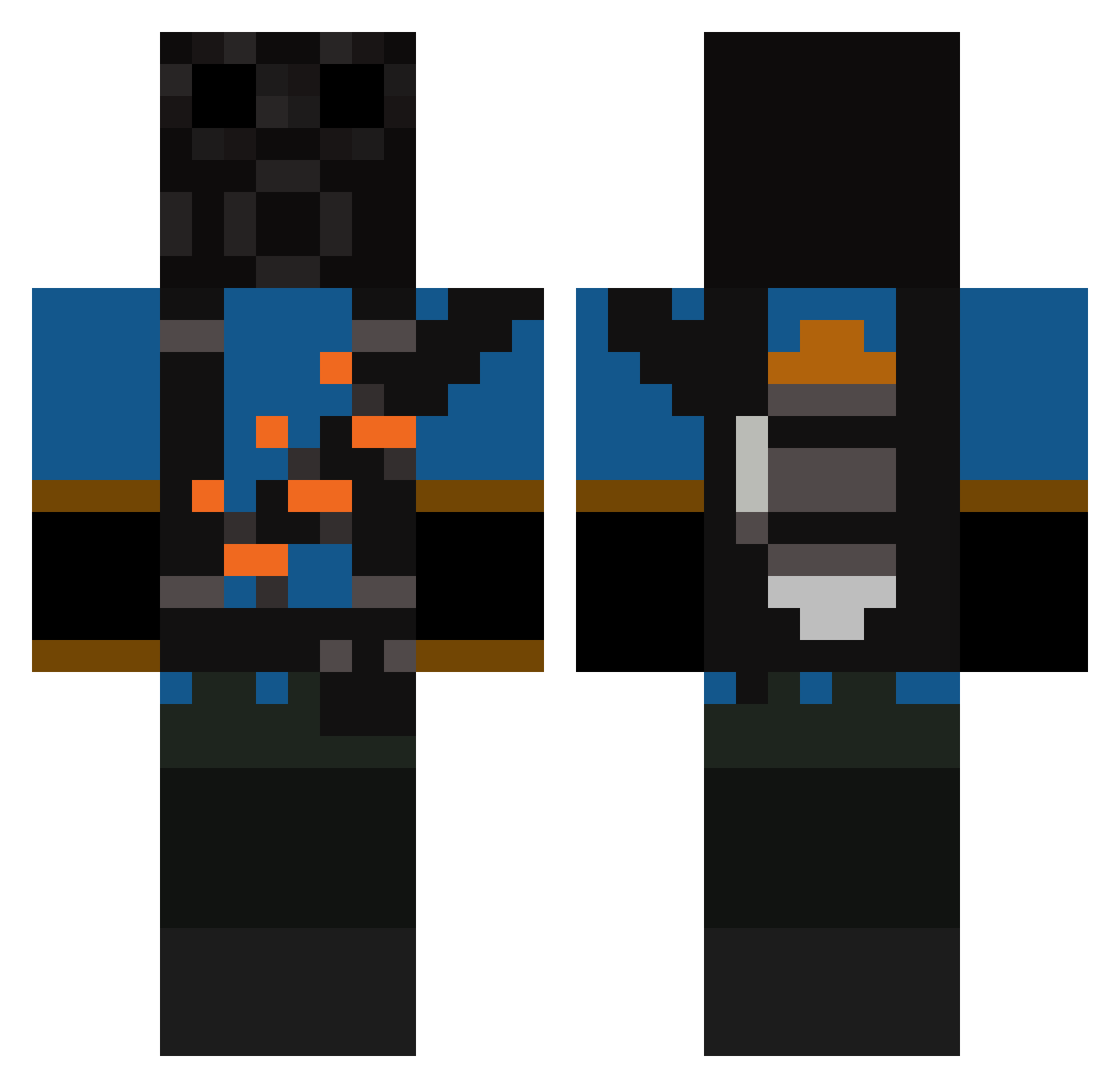 Derfbngg Minecraft skin, front and back view