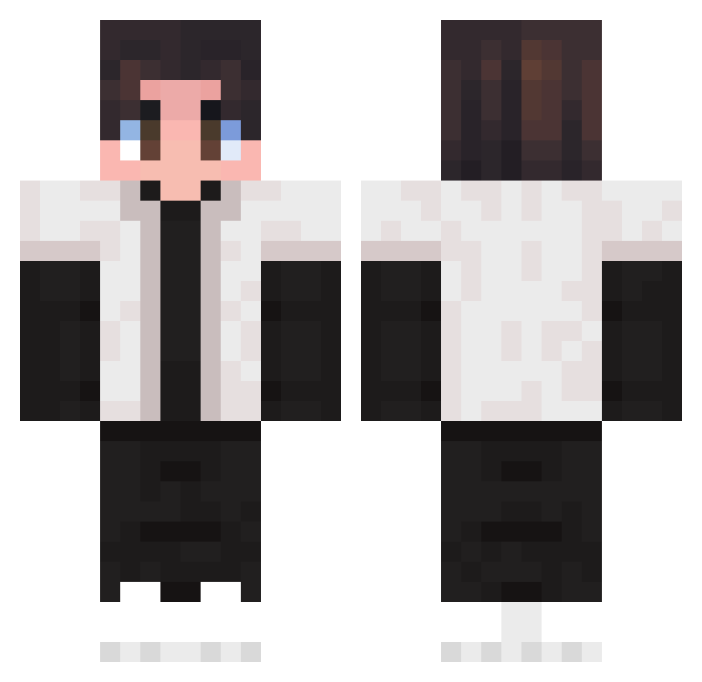 Crowminer42 Minecraft skin, front and back view