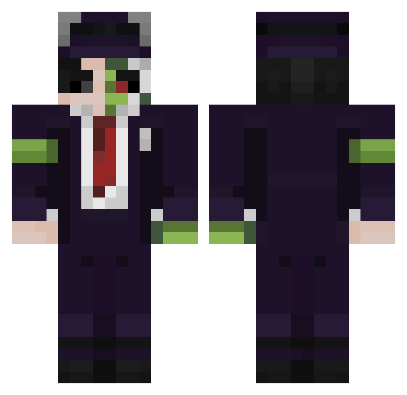 JustLimbo Minecraft skin, front and back view