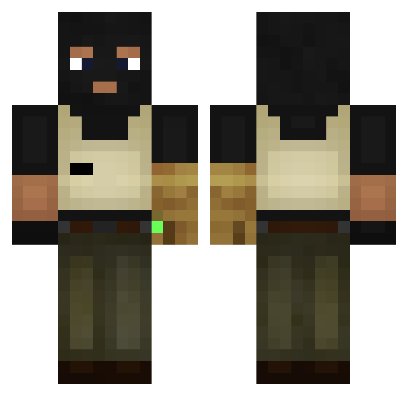 Nvla Minecraft skin, front and back view