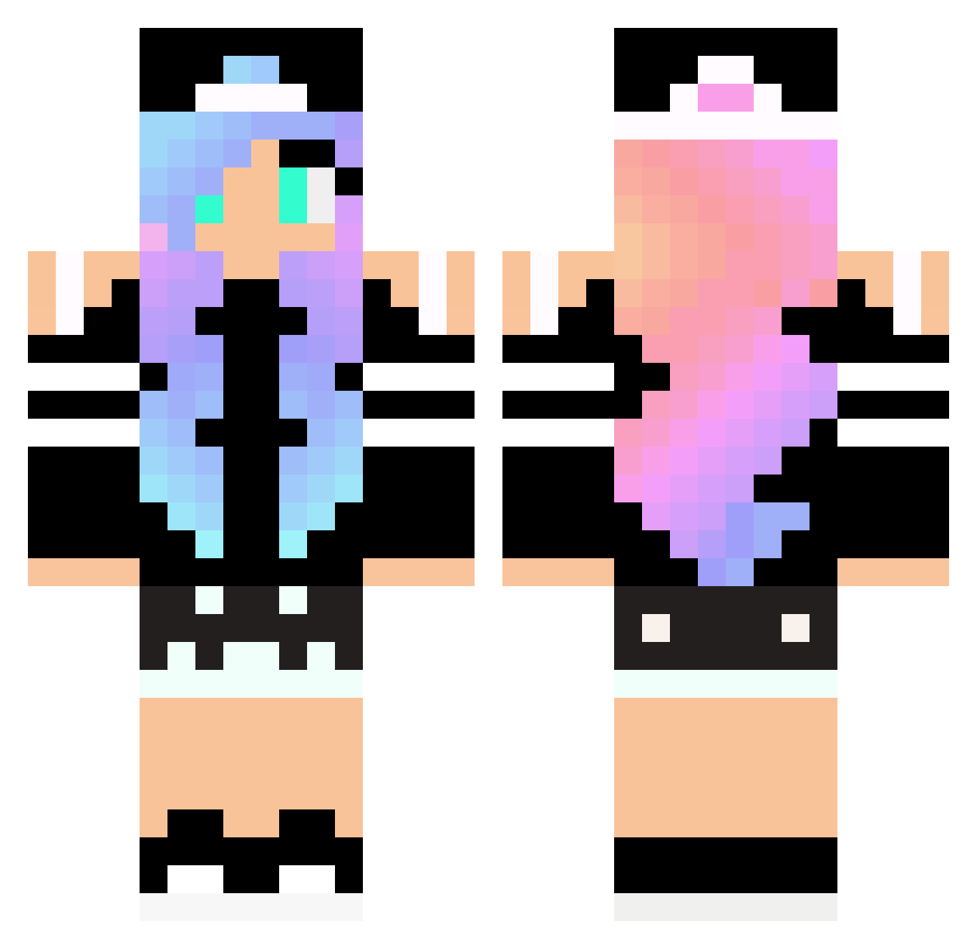 Jimja Minecraft skin, front and back view