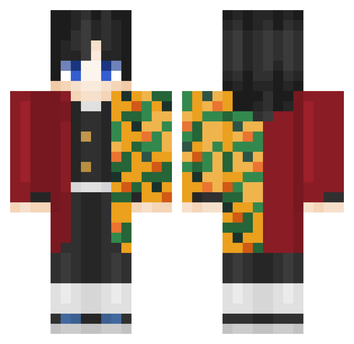 Noffi Minecraft skin, front and back view