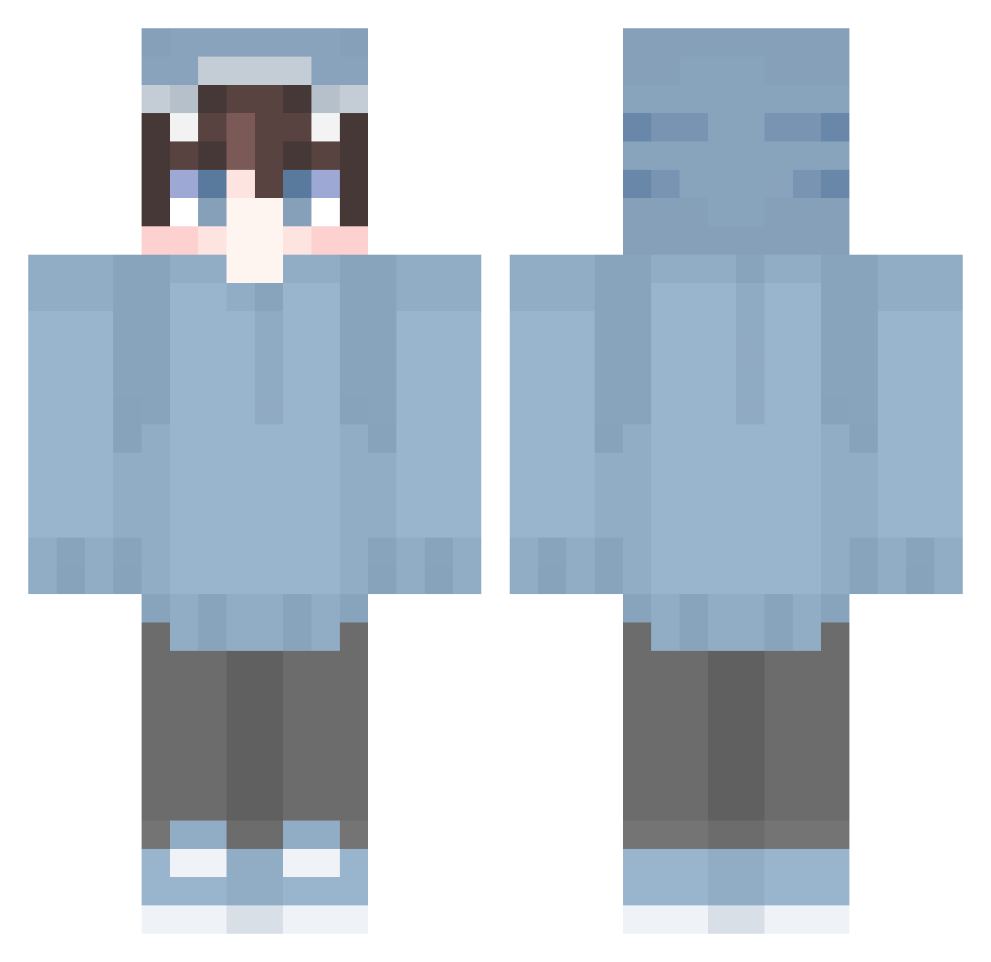 Ryoonee Minecraft skin, front and back view