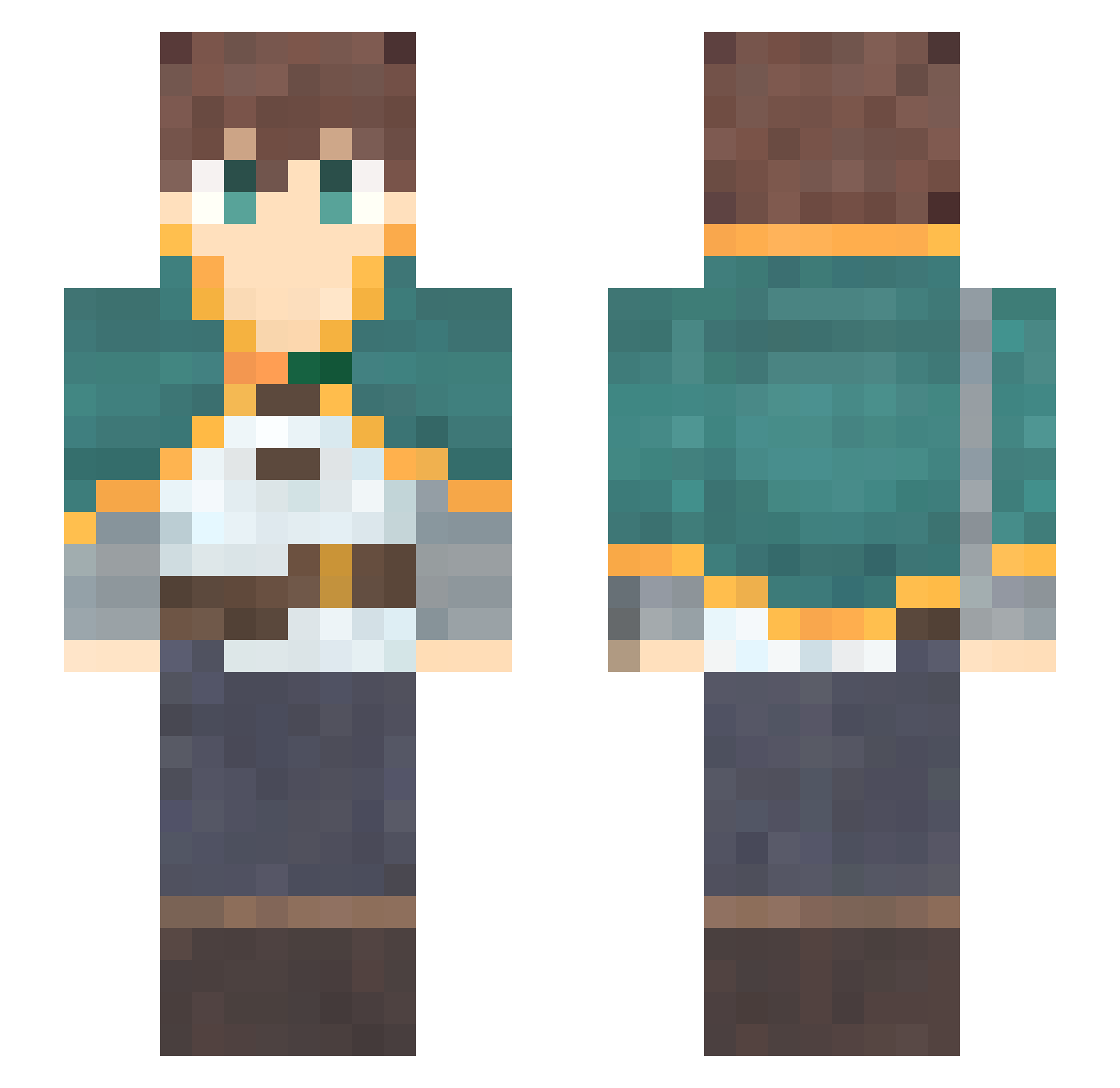 AV4Q Minecraft skin, front and back view