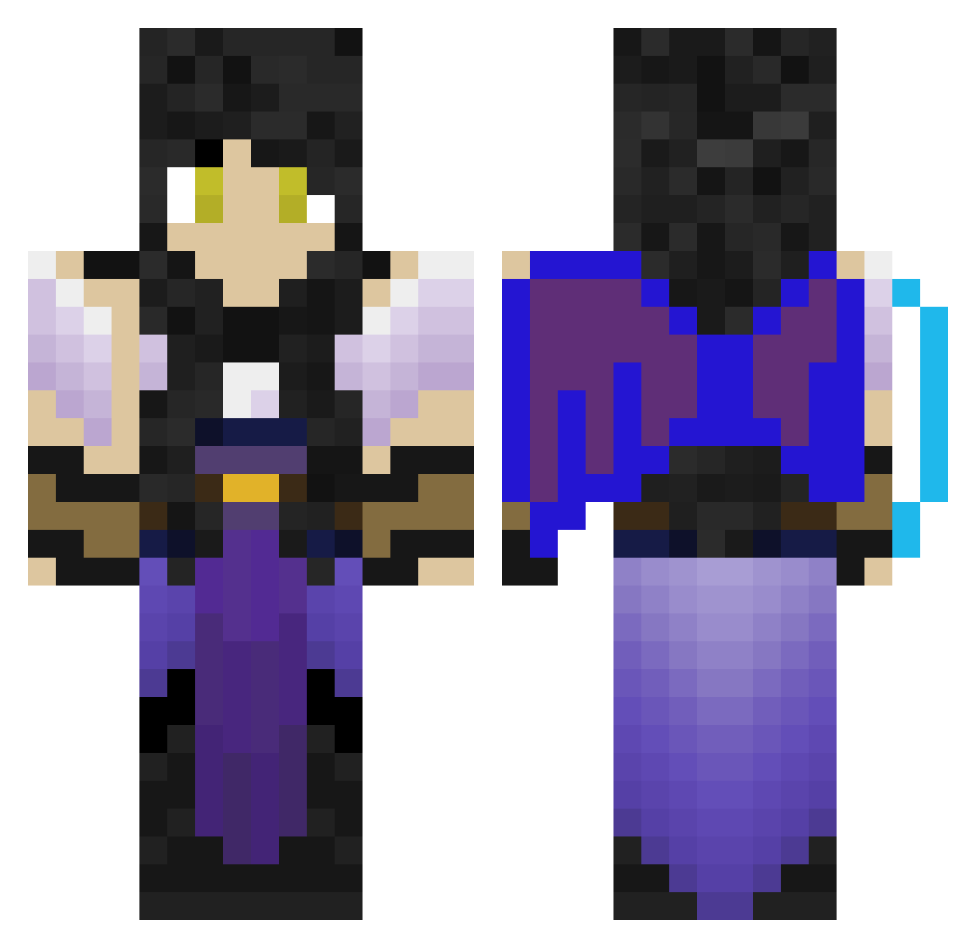 a_speedruner Minecraft skin, front and back view