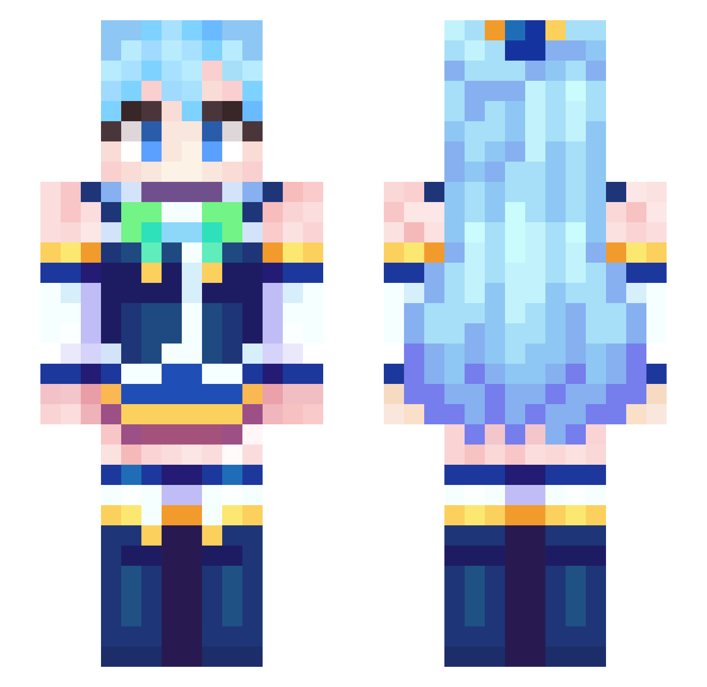 QAQSOS05 Minecraft skin, front and back view