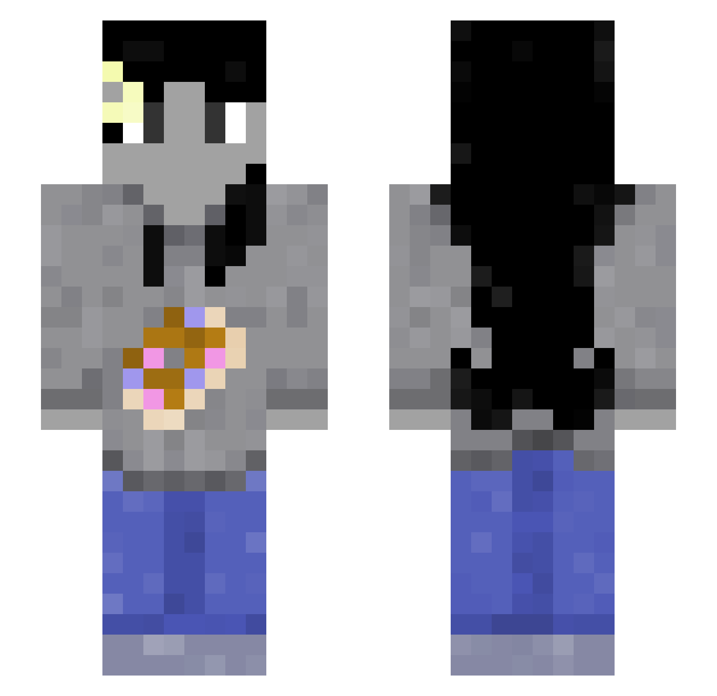 bulbnessr Minecraft skin, front and back view