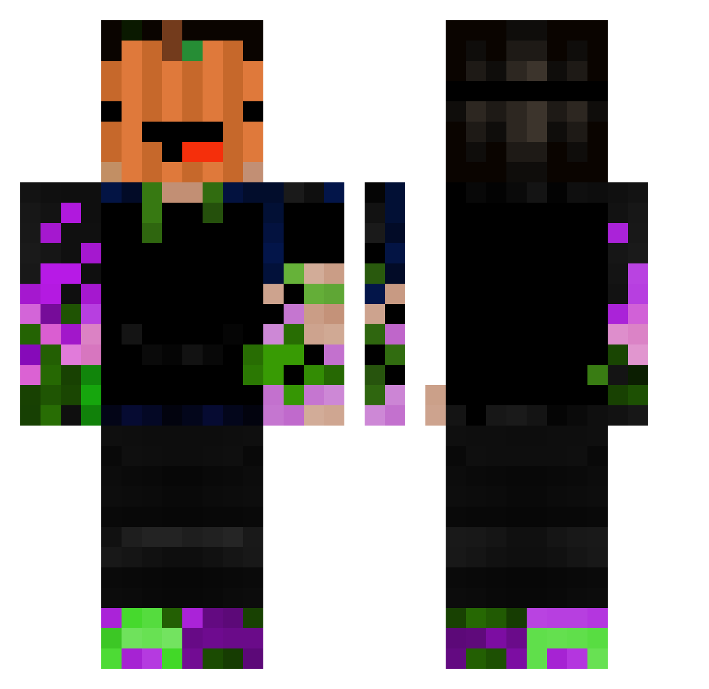 UFemerald Minecraft skin, front and back view