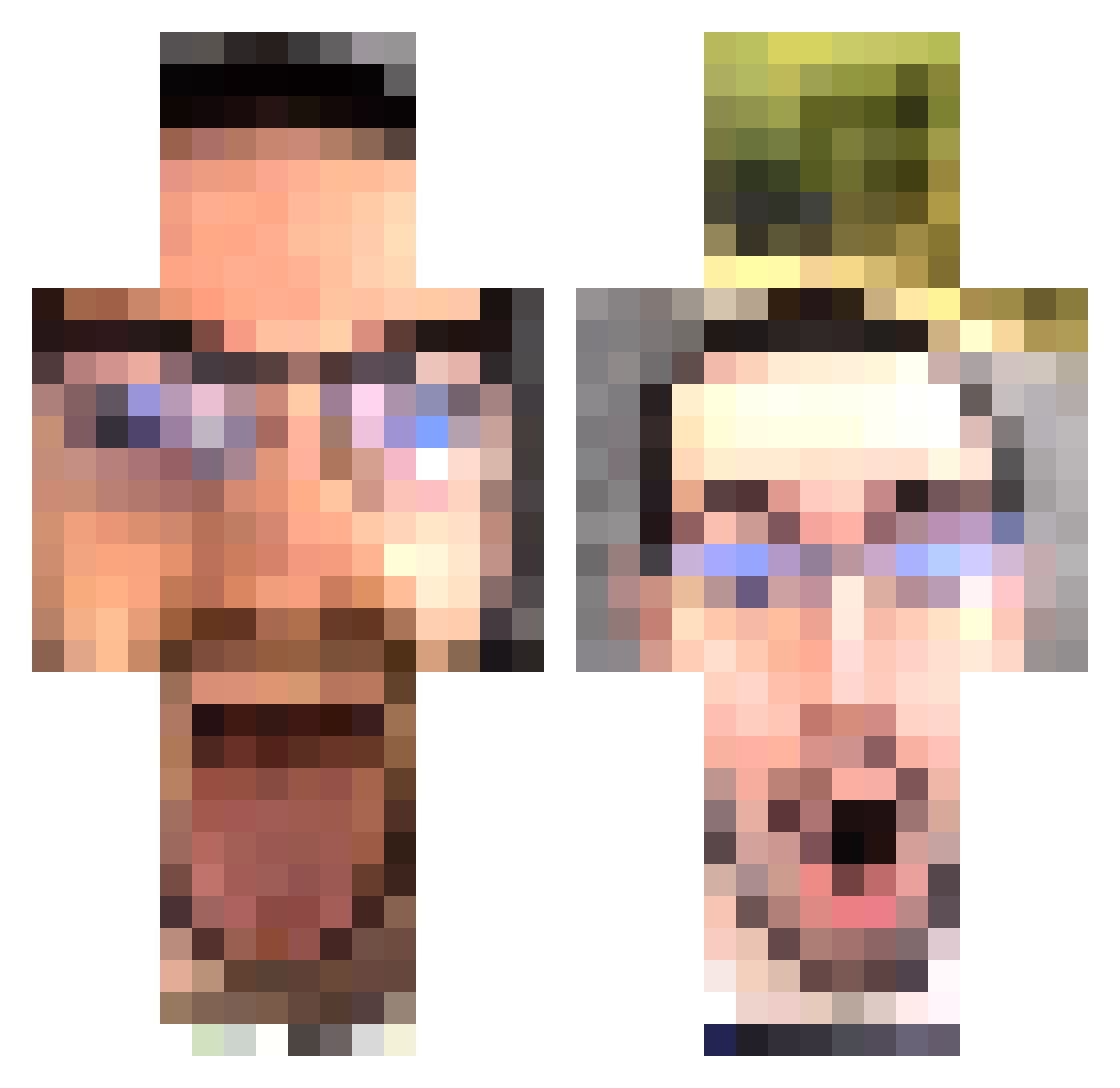 readberserk Minecraft skin, front and back view