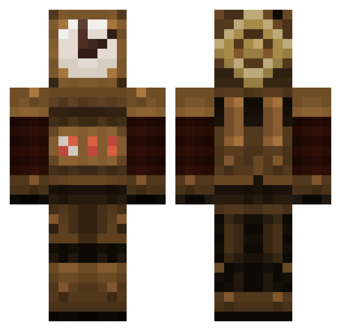 Vacuousness Minecraft skin, front and back view