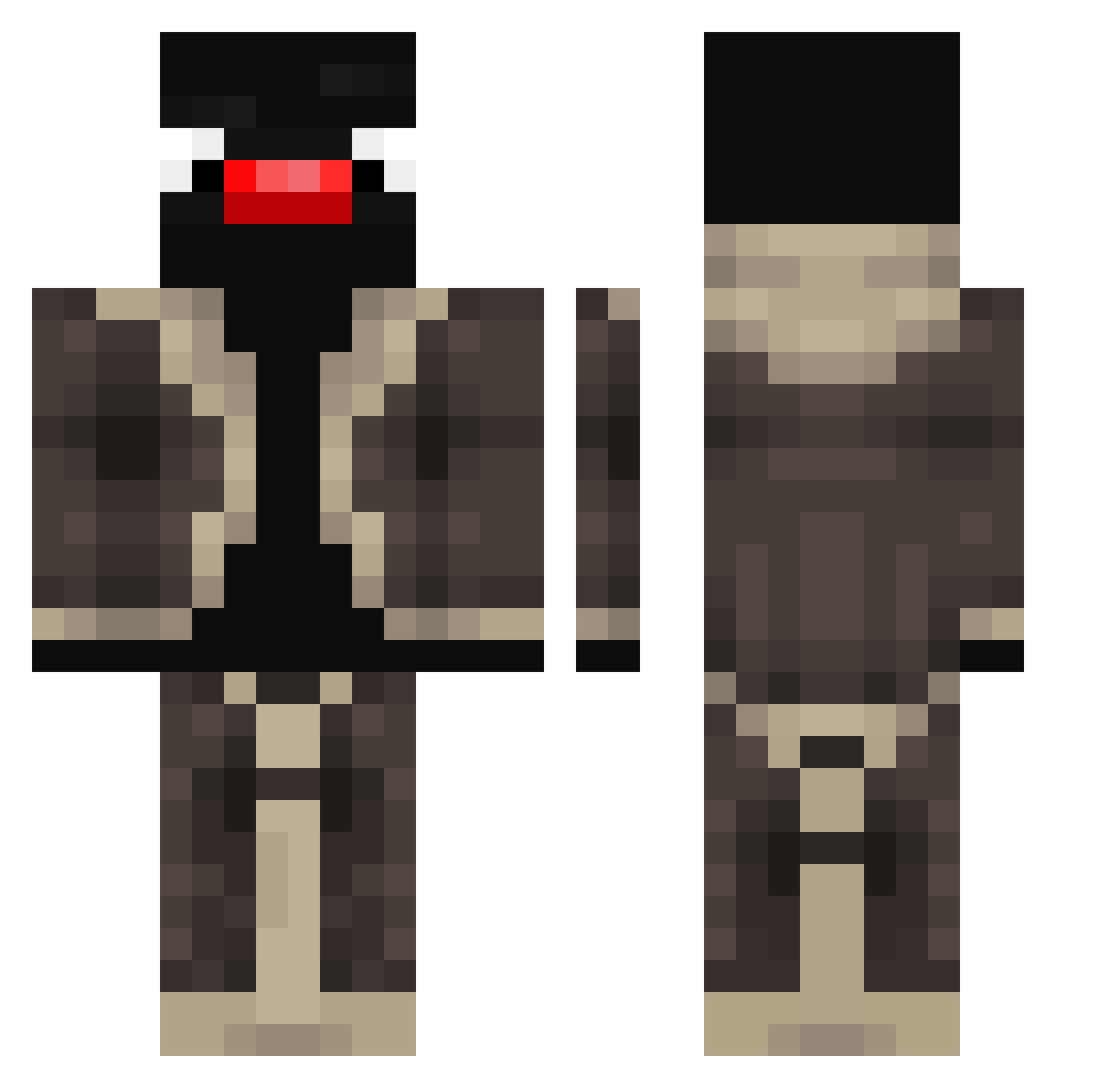 Zorqk Minecraft skin, front and back view