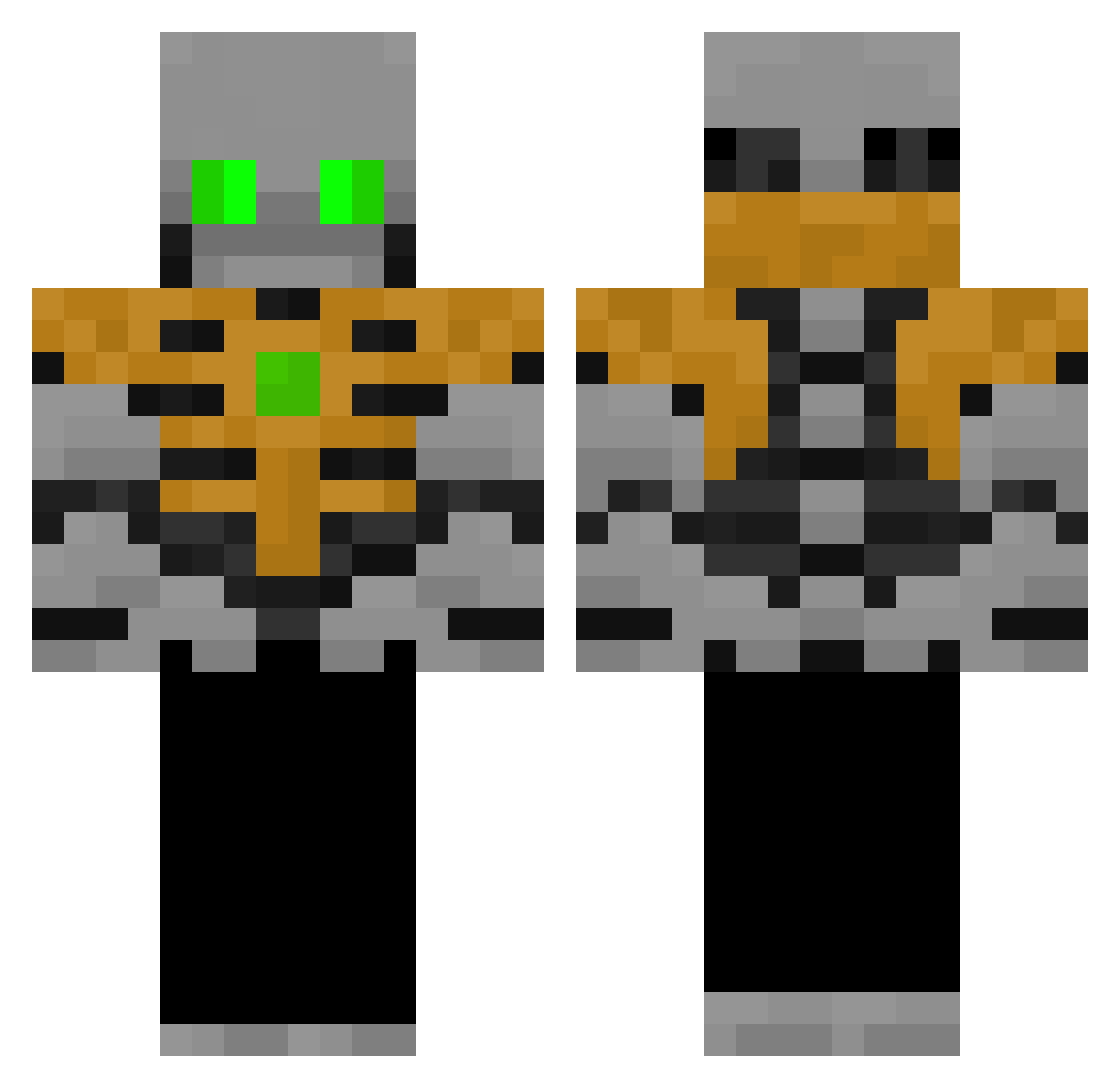 Darklord077 Minecraft skin, front and back view