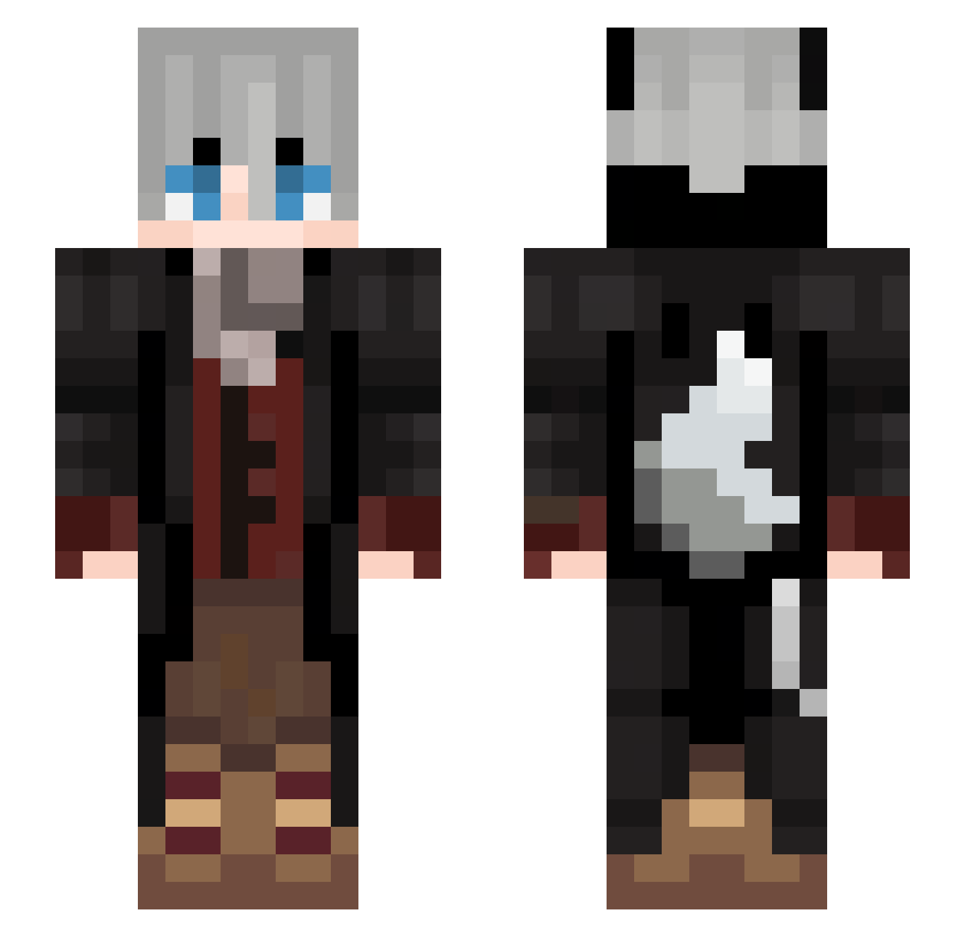 Raoq_The_Warlock Minecraft skin, front and back view