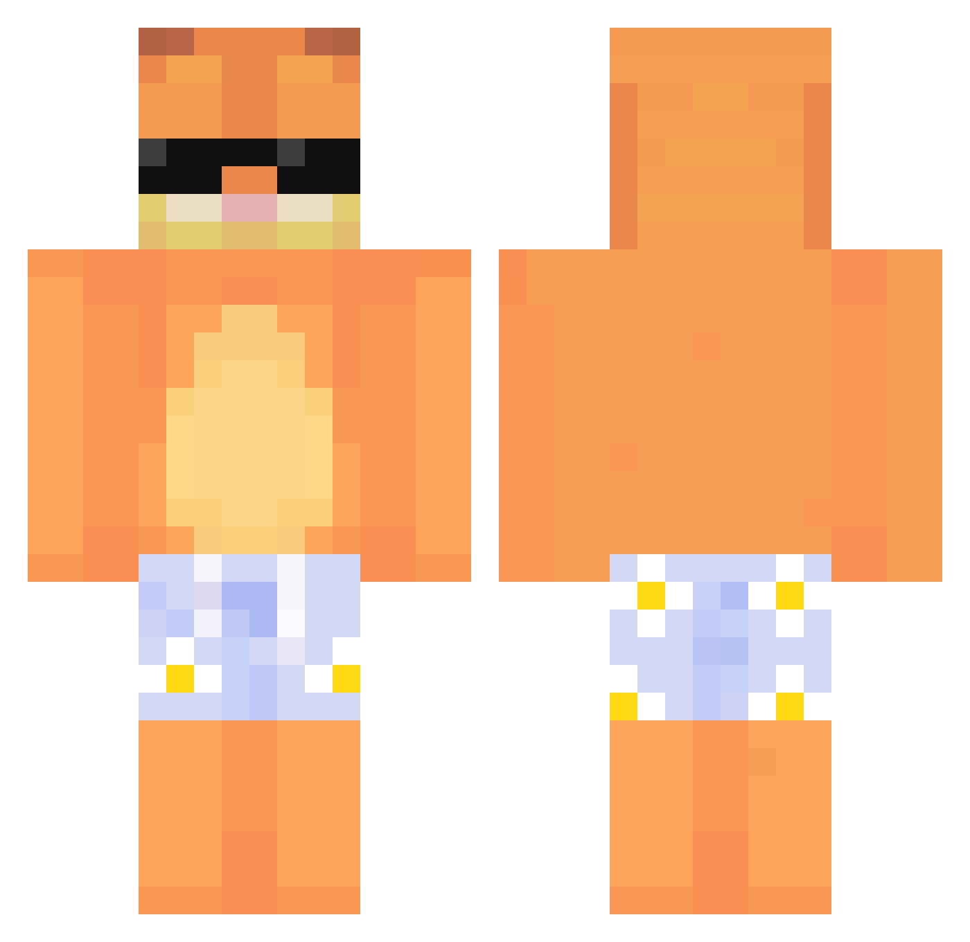 Fr4nz1n3 Minecraft skin, front and back view