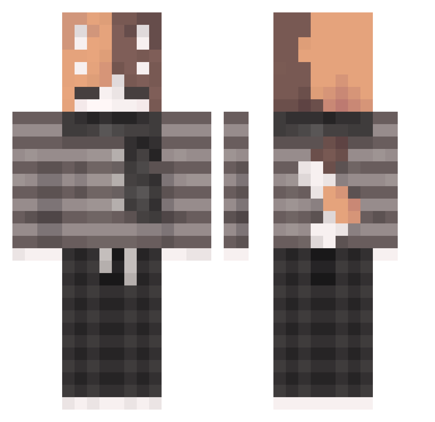 uv301 Minecraft skin, front and back view