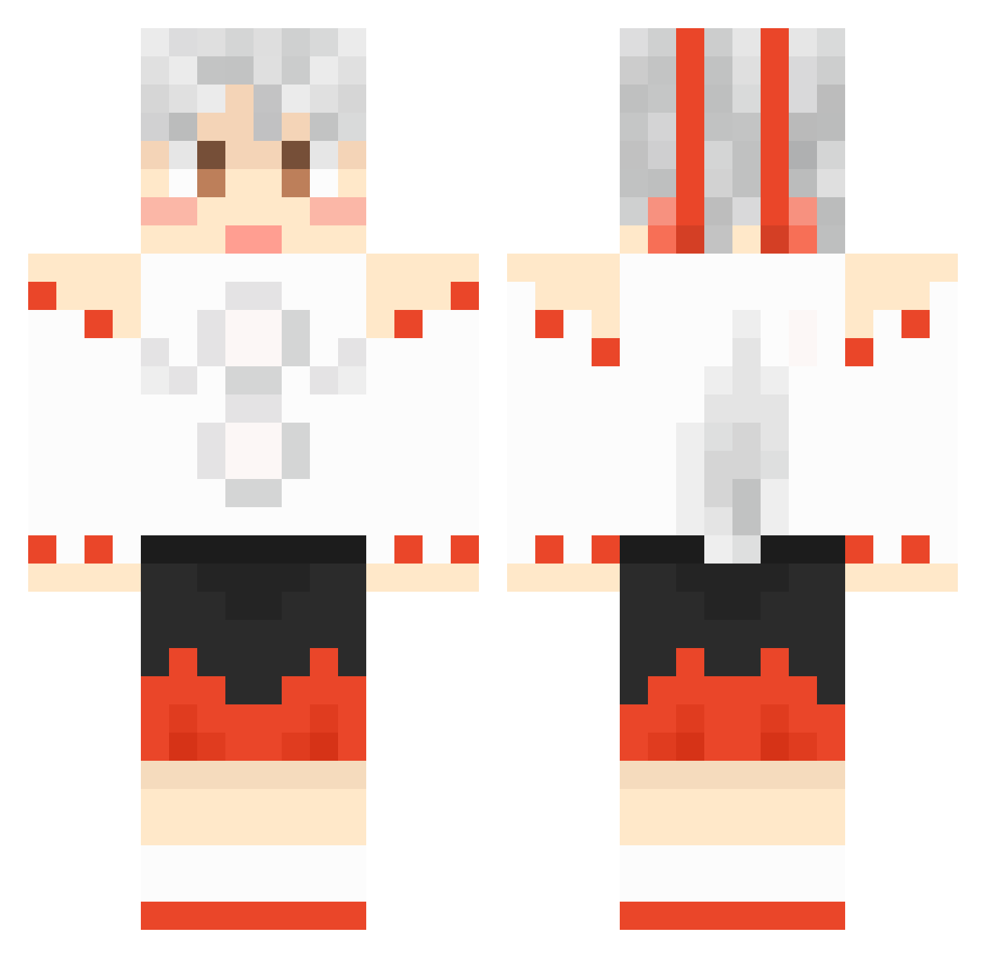 Baddeleyite Minecraft skin, front and back view