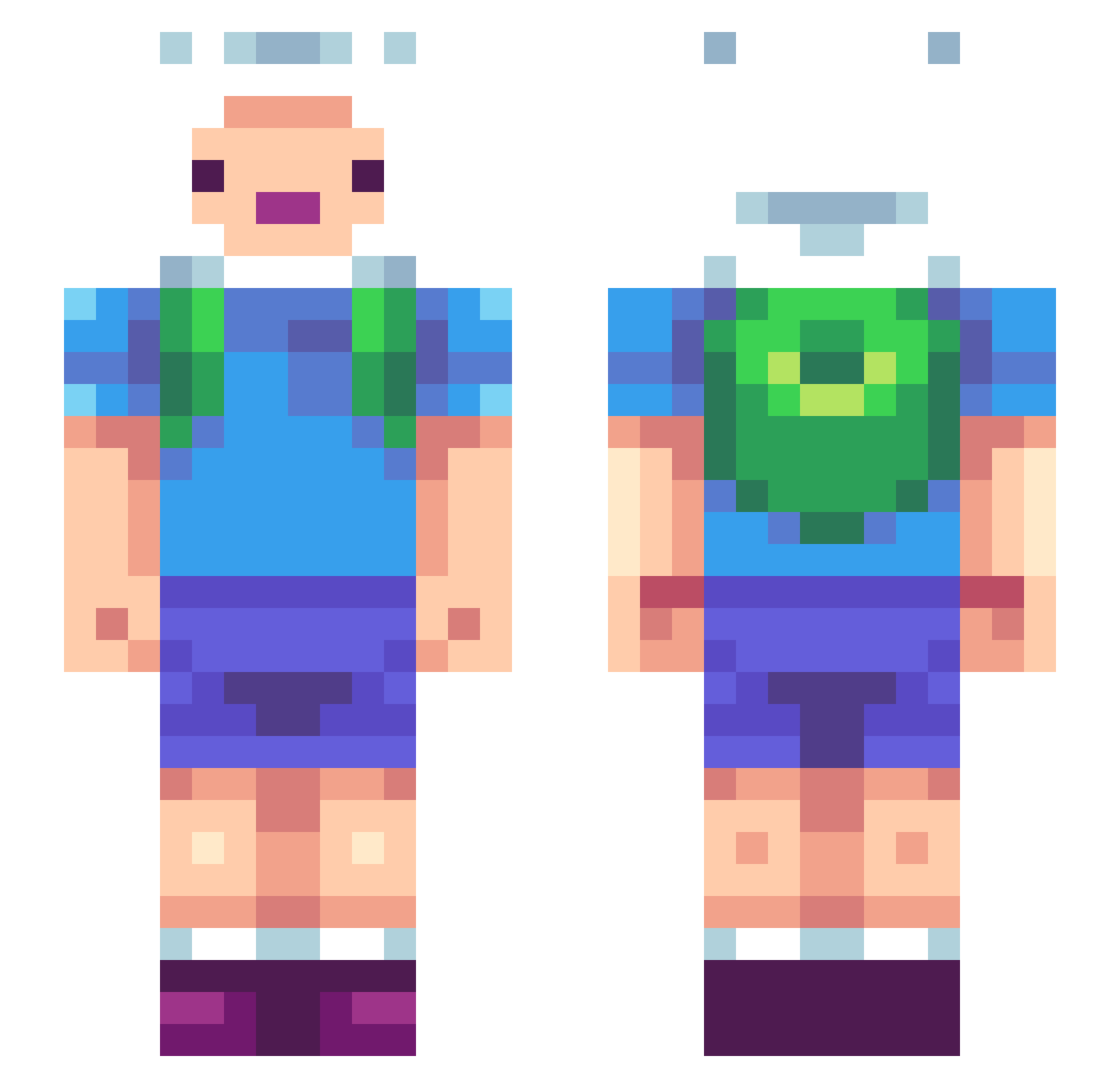SinnSalem Minecraft skin, front and back view