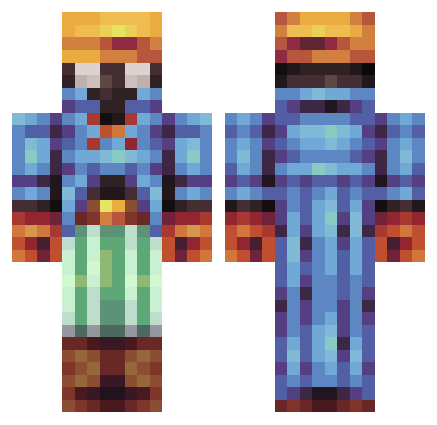 SmokedBacon321 Minecraft skin, front and back view