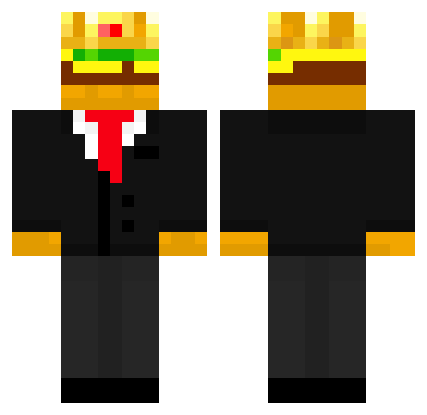Burger62 Minecraft skin, front and back view