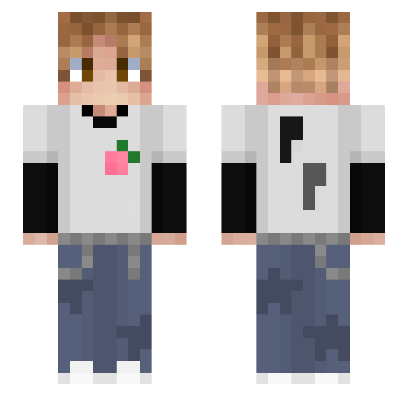 ItzPeaches Minecraft skin, front and back view